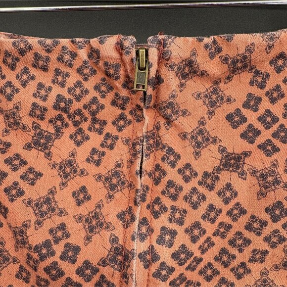 Free People Women's Boho Floral  Mini Skirt 12 Orange Black Bohemian Going Out - Picture 4 of 8